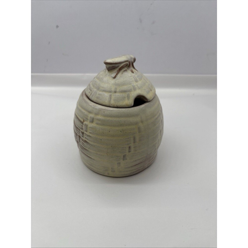 Vintage Frankoma Bee Hive Honey Pot Pottery W Lid Desert Gold #803